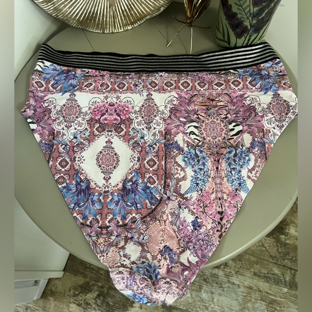 ASOS Curve Multicolor Patterned High-Waisted Bikini Bottom - Picture 2 of 6